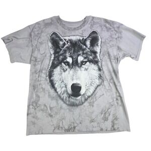 Liquid Blue Wolf Graphic Tee Grey Tie Dye Mens XL Short Sleeve Cotton 2013